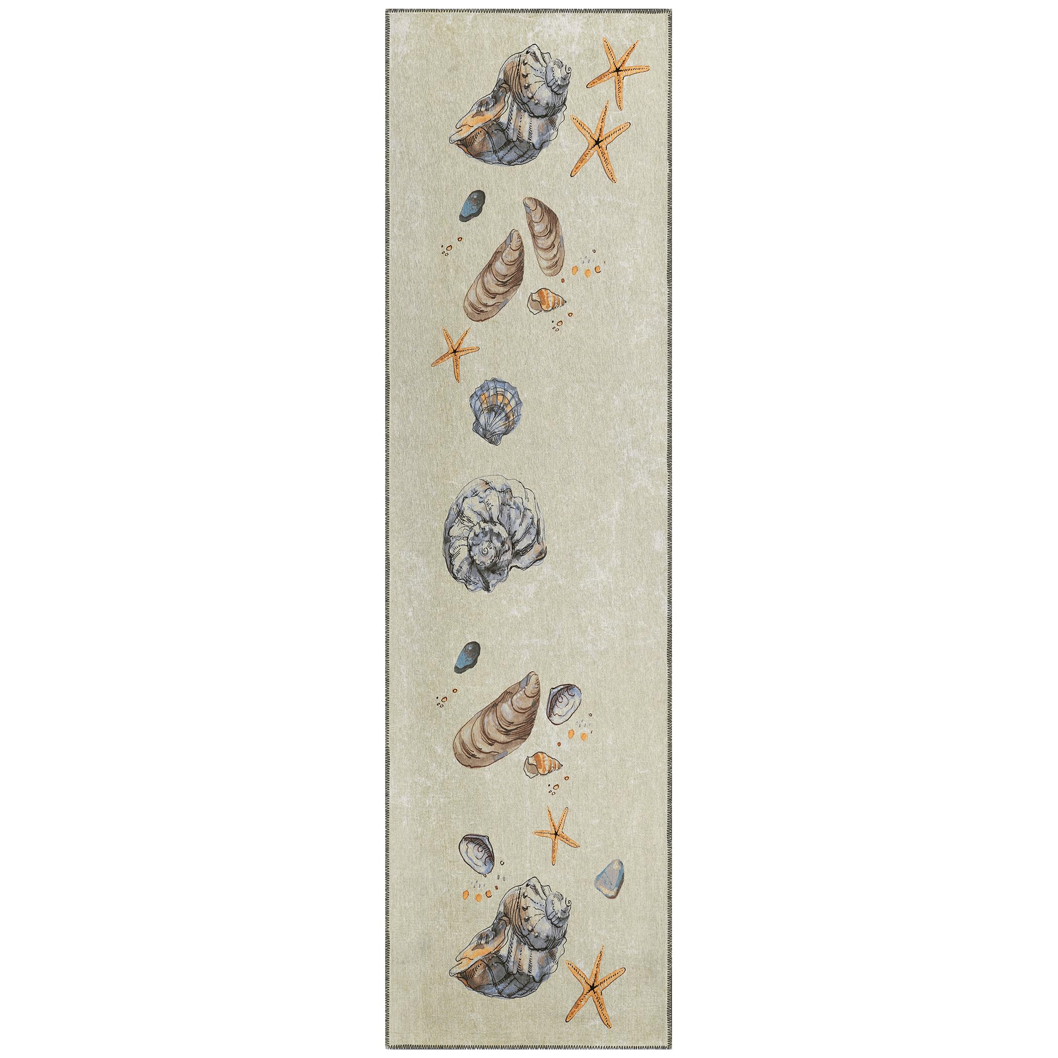 Addison Rugs Surfside Asr39 Oyster 2'3" X 7'6" Indoor Outdoor Runner Rug, Easy Clean, Machine Washable, Non Shedding, Bedroom, Living Room, Dining Room, Kitchen, Patio Rug