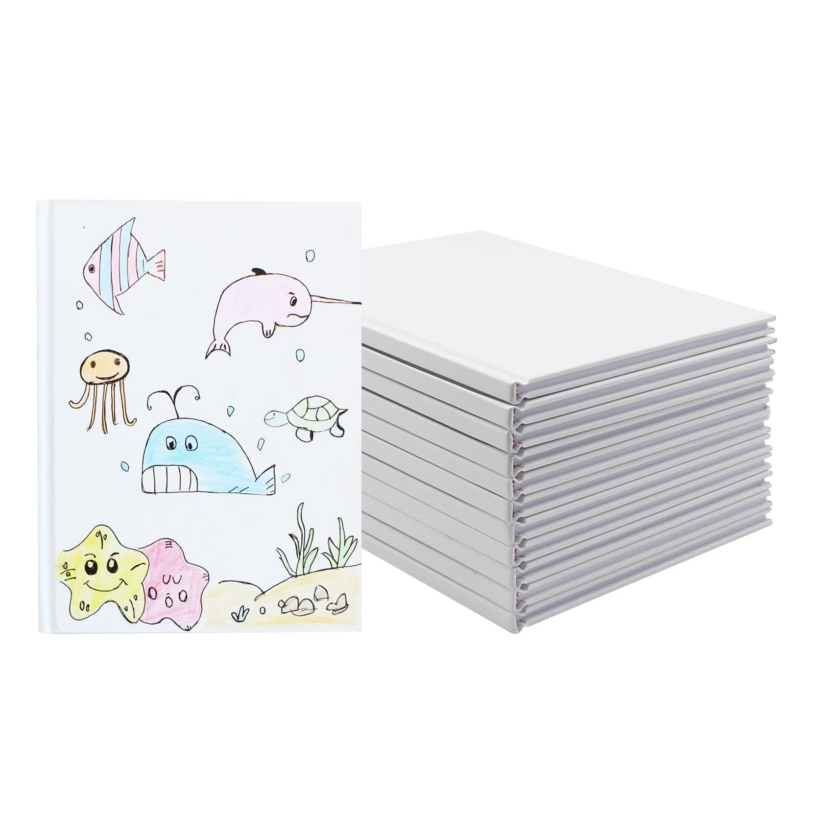 Zmybcpack 12 Pack White Hardcover Blank Book 6X8 Inch, Hardcover Blank Book For Students To Write Stories, Hardcover Sketchbooks