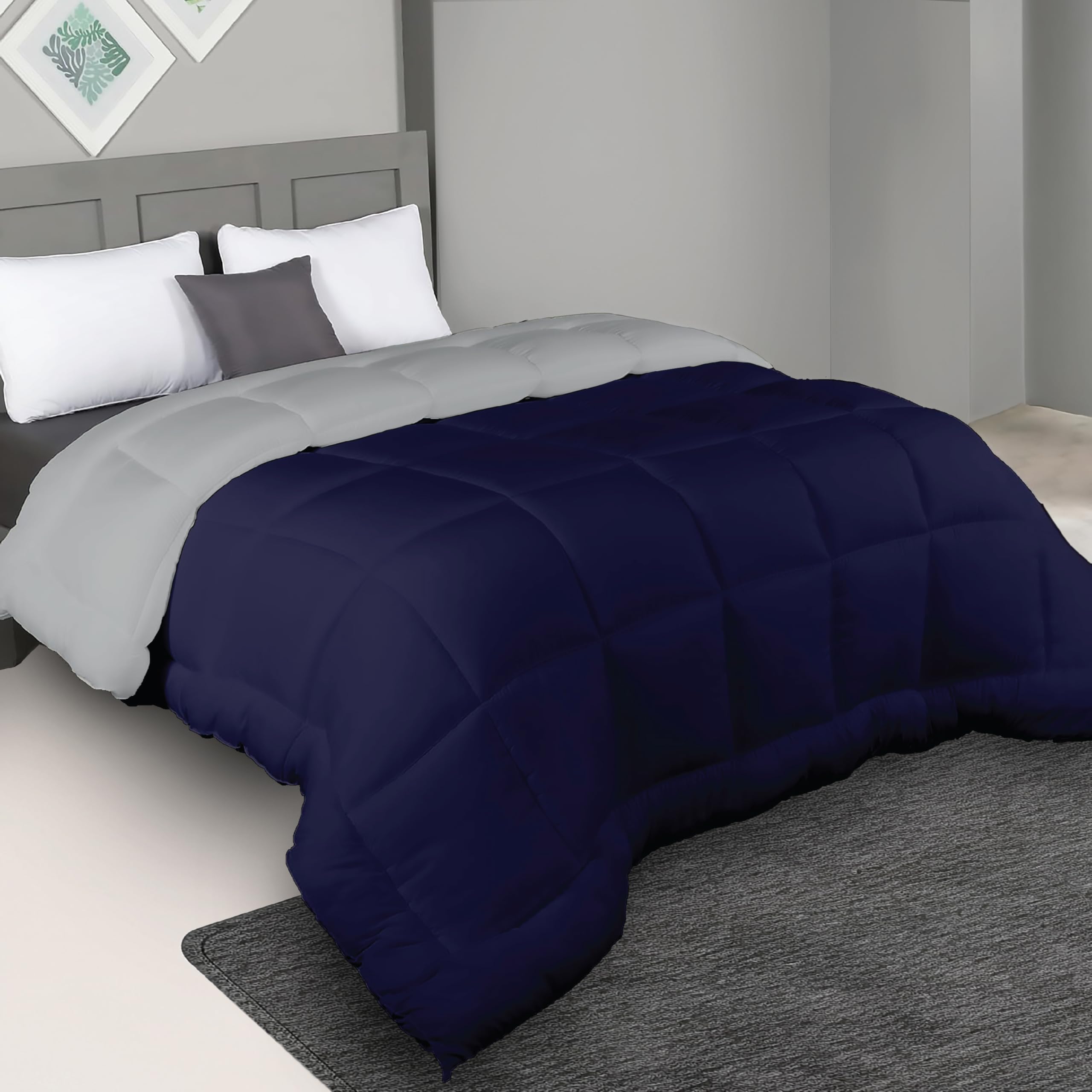 Bien Living Plush Reversible Microfiber Comforter Double Bed | 220 Gsm Wadding | 110 Gsm Peached Extra Soft Microfiber Fabric,Al