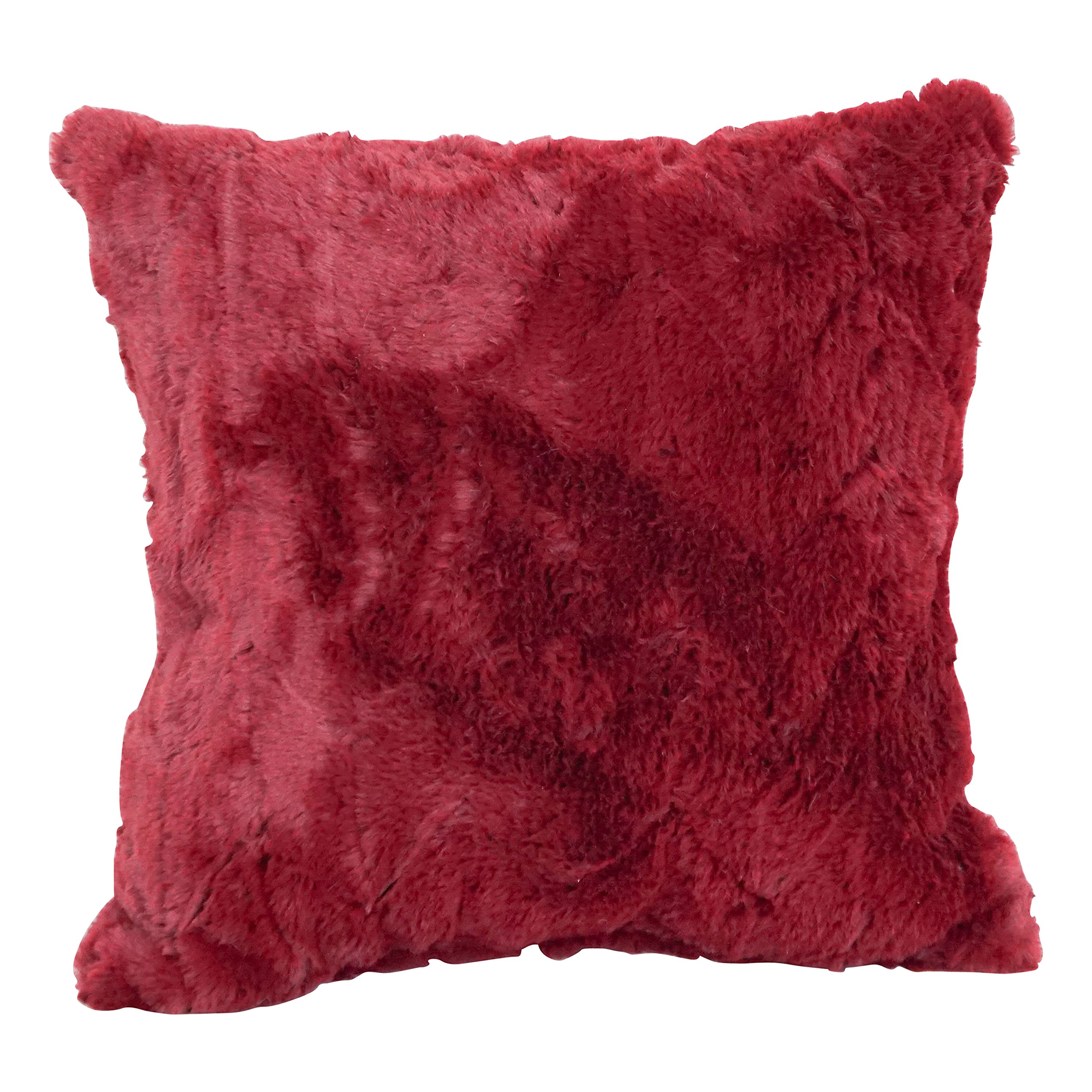 Blazing Needles Square Faux Fur Throw Pillow, 17&quot;, Naples Cranbe