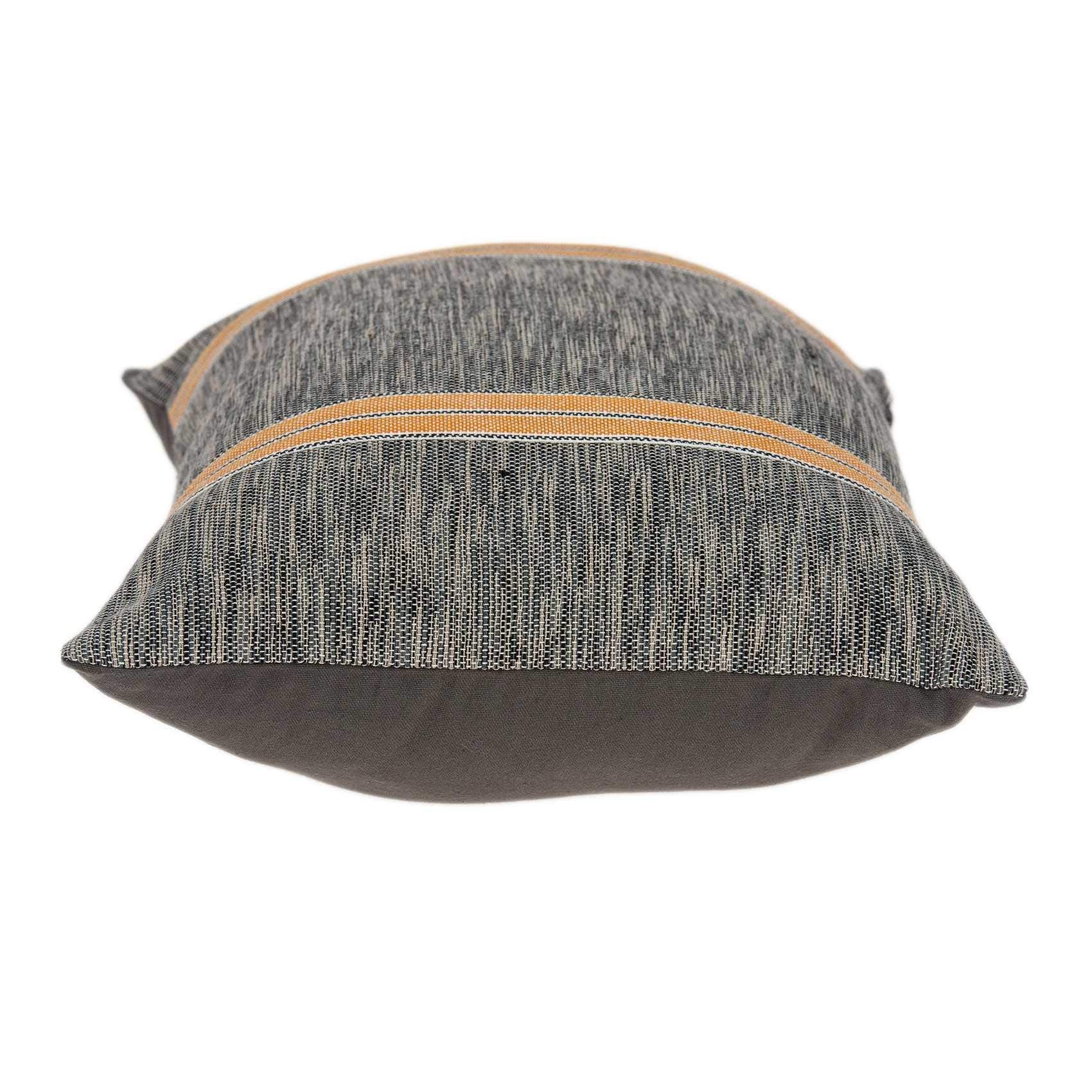 HomeRoots Multicolor 100% Cotton 20' X 6' X 14' Transitional Gray and Orange Pillow Cover with Down Insert