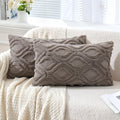 Miulee Dark Grey Throw Pillow Covers 12X20 Inch, Soft Winter Plush Faux Wool Couch Pillow Covers Set Of 2 Decorative Farmhouse Boho Throw Pillows For Sofa Living Room Bed