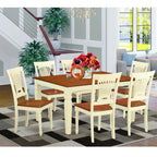 East West Furniture WEPL7-BMK-W 7 Piece Dining Table Set Consist of a Rectangle Dinner Table with Butterfly Leaf and 6 Dining Room Chairs, 42x60 Inch, Buttermilk & Cherry