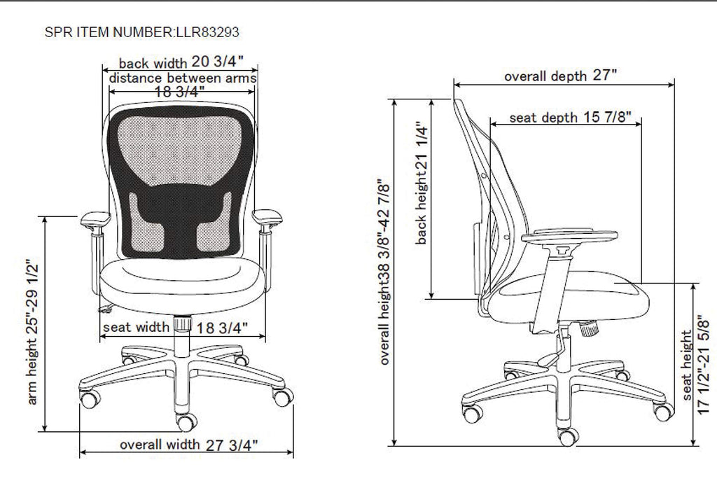 Lorell, Llr83293, Soho Mesh Mid-Back Black Task Chair
