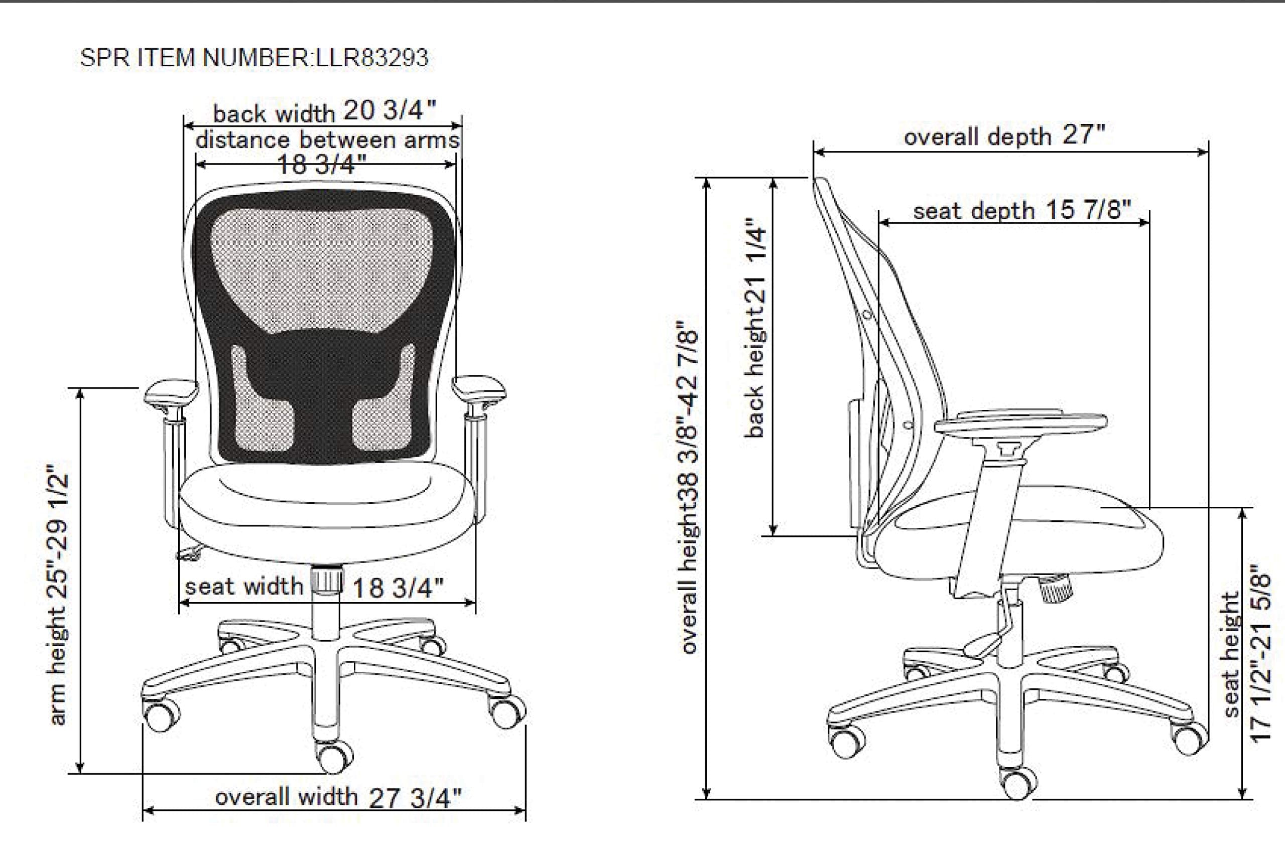 Lorell, Llr83293, Soho Mesh Mid-Back Black Task Chair