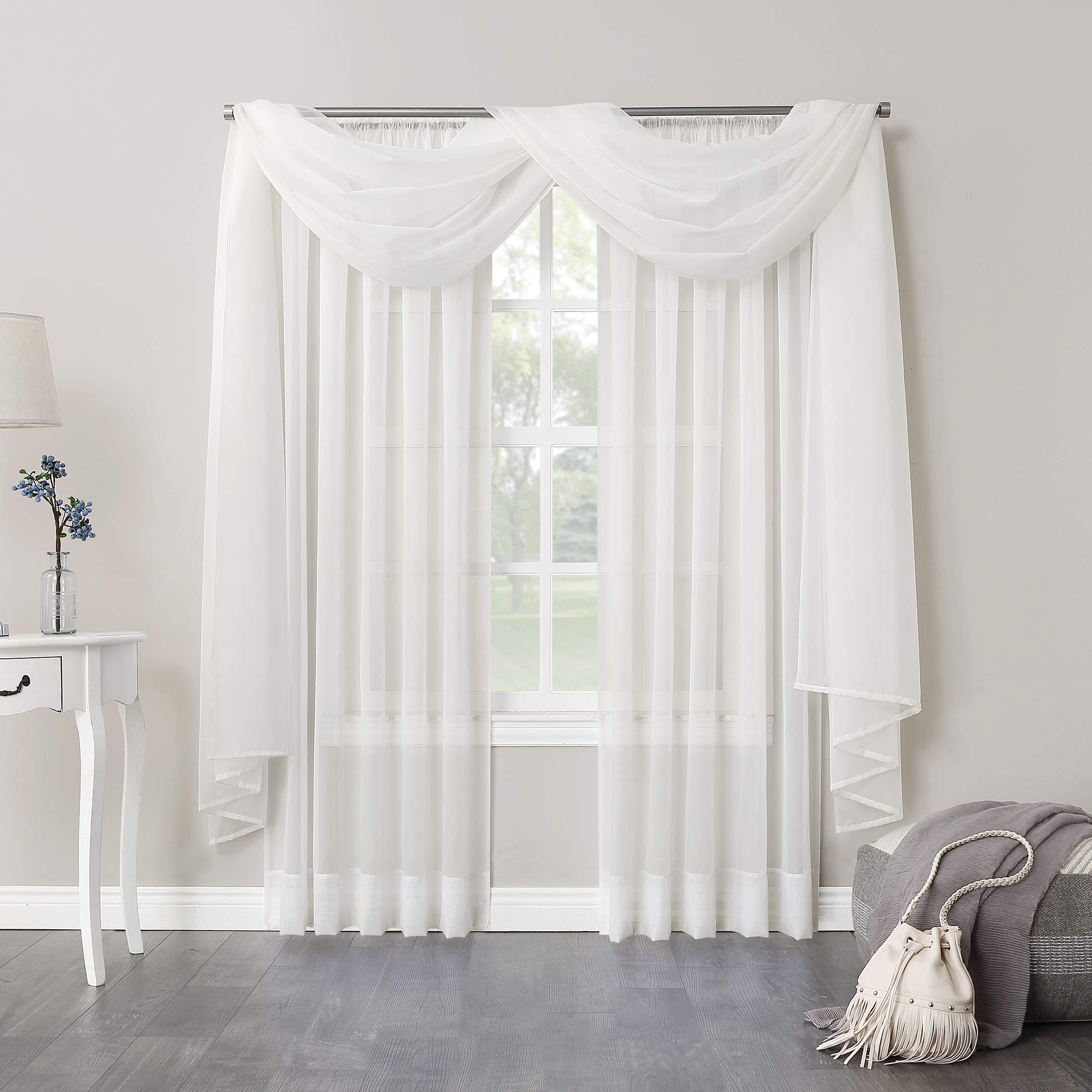 No. 918 Emily Sheer Voile Rod Pocket Curtain Panel, 59'' X 120'', Eggshell