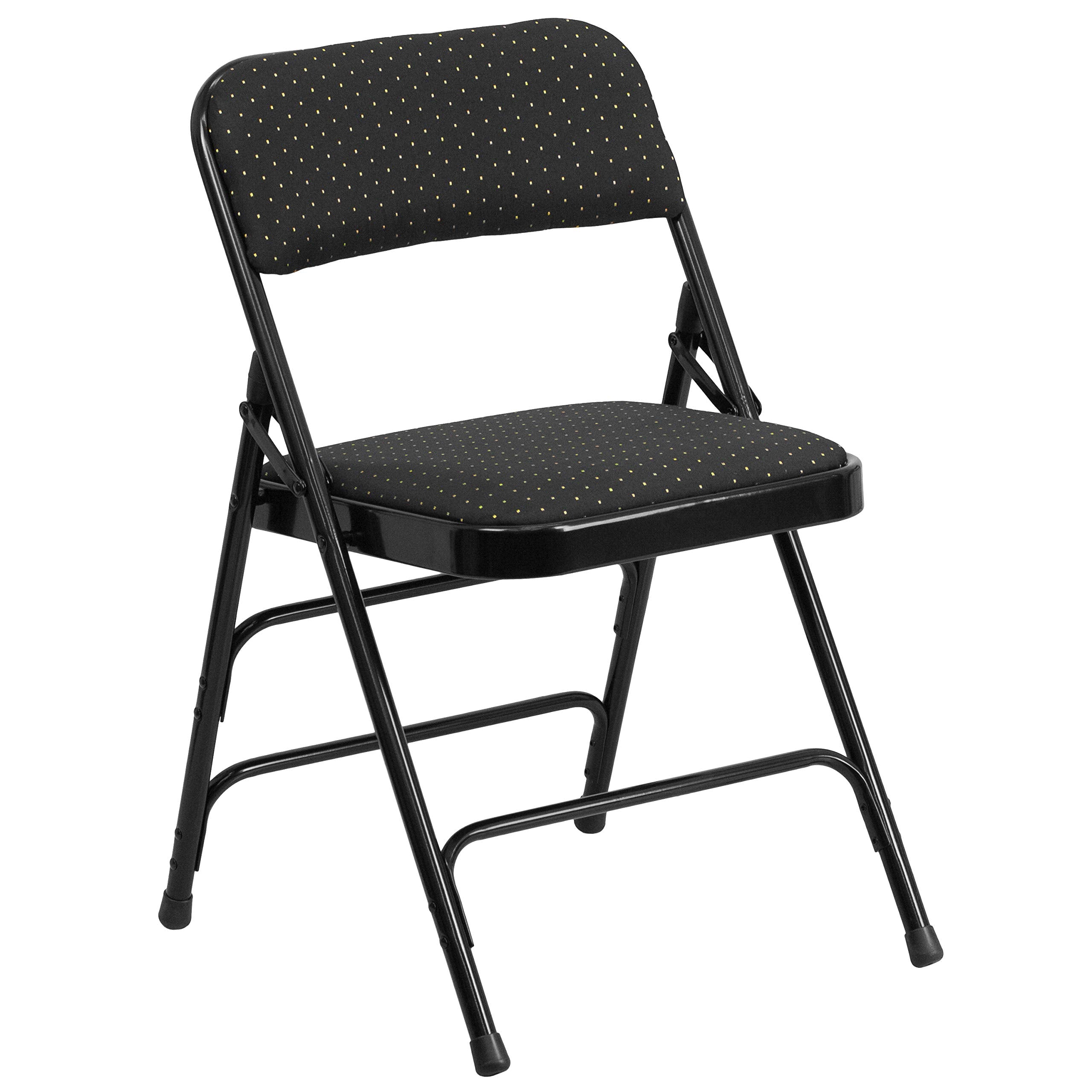 2 Pk. HERCULES Series Curved Triple Braced & Double Hinged Brown Patterned Fabric Metal Folding Chair