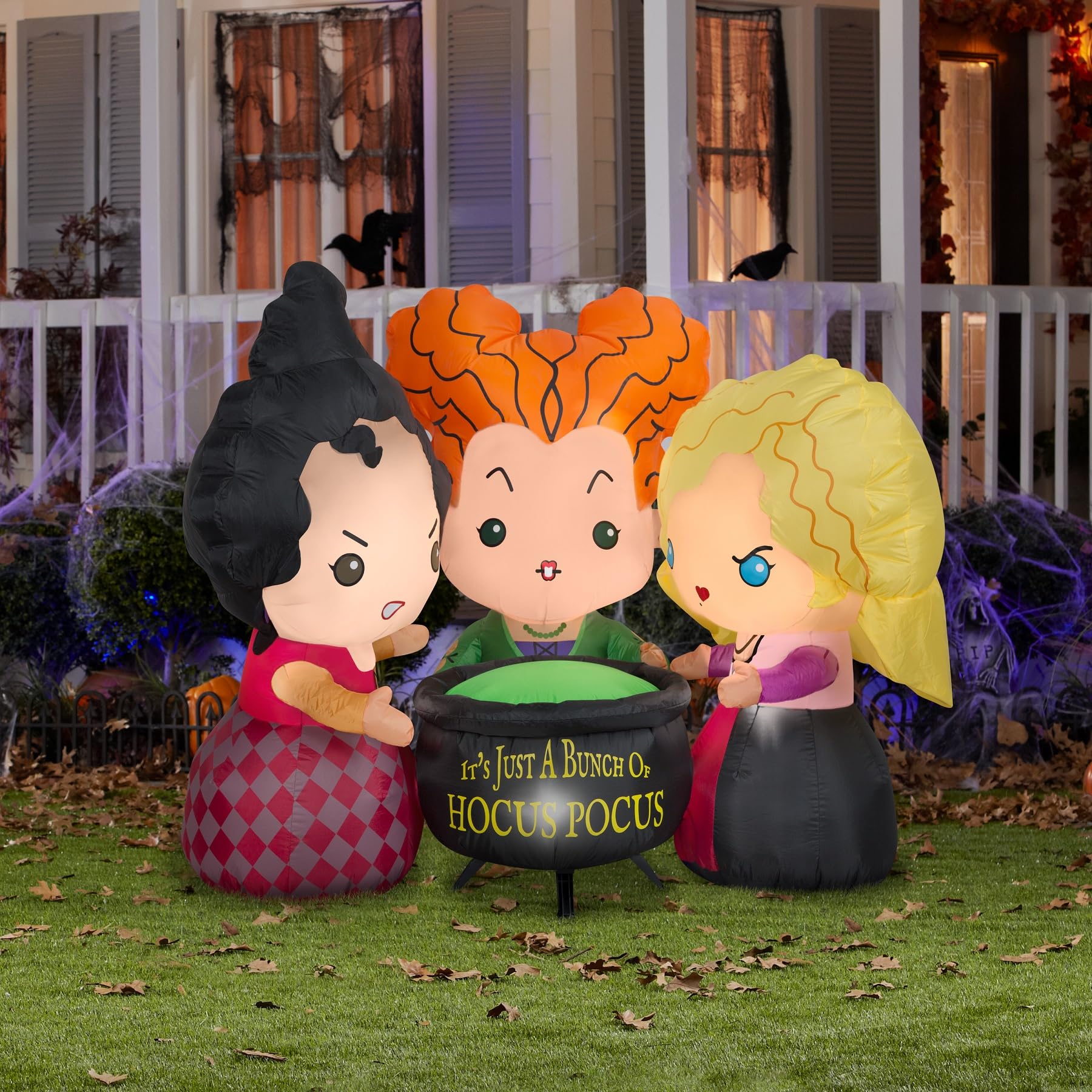 Gemmy 4.5 Ft Tall Airblown Inflatable Hocus Pocus Sanderson Sisters Scene Disney Halloween Decor
