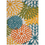 Nourison Aloha Indoor/Outdoor Floral Turquoise Multicolor 7'10' X 10'6' Area Rug, (8' X 11')
