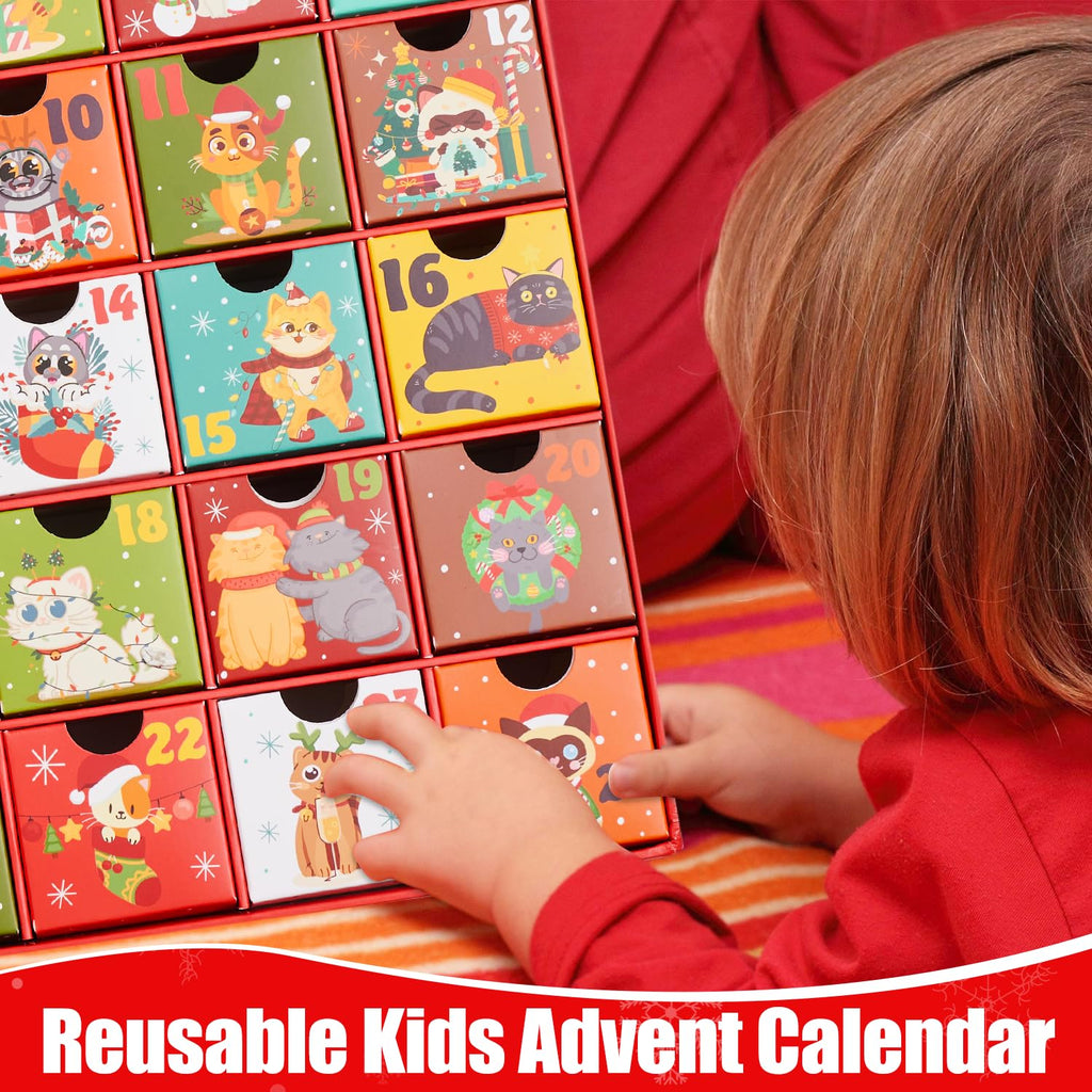 Empty Advent Calendar To Fill Yourself, Cat Advent Calendar 24 Day Countdown To Christmas Calendar -Add Your Own Treats And Snac