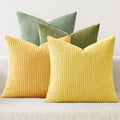 MIULEE Boho Farmhouse Yellow Green Throw Pillow Covers 18x18 Inch Set of 4 Mordern Nordic Cushion Covers Soft Corduroy Spring Ho