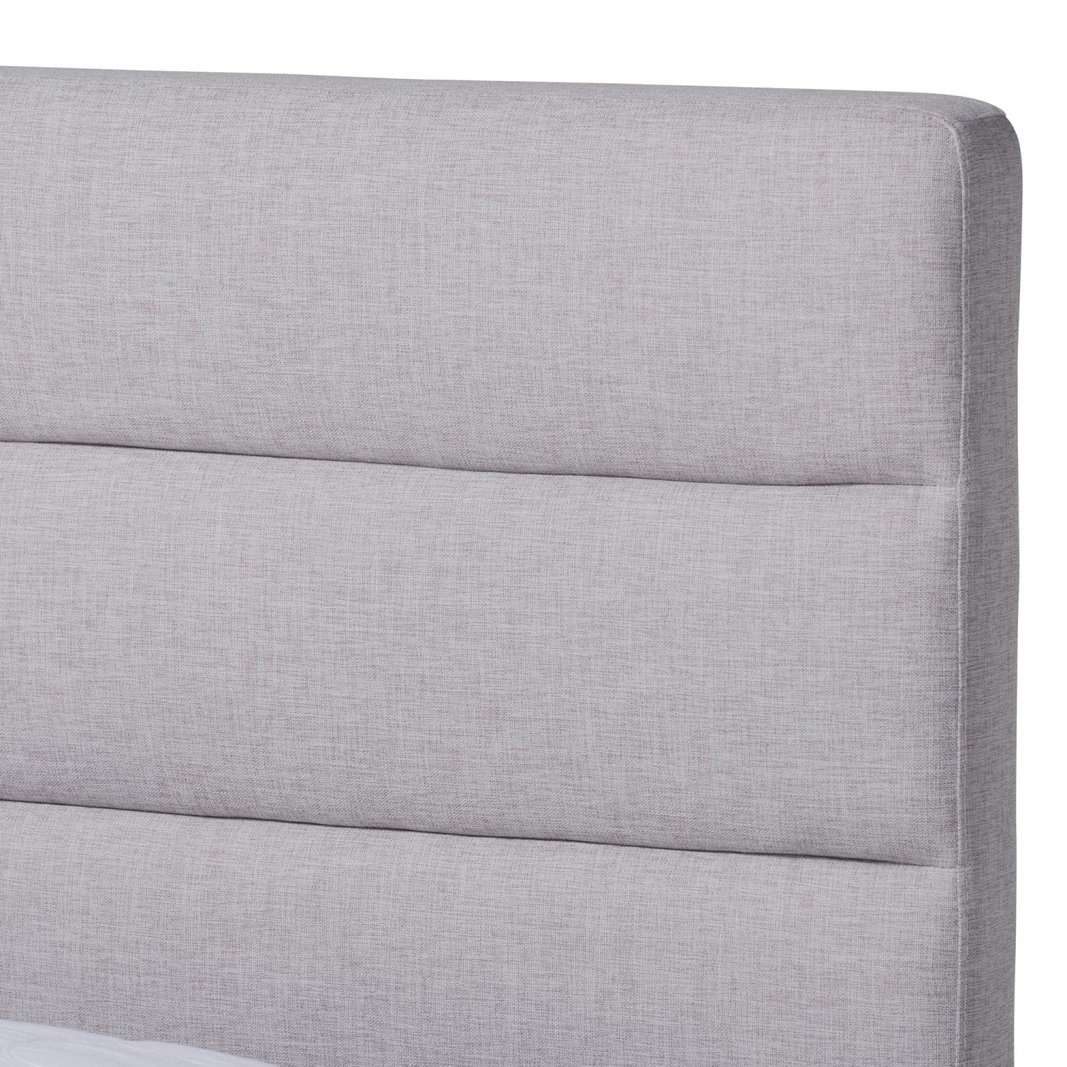 Baxton Studio Erlend Mid-Century Modern Greyish Beige Fabric Upholstered Queen Size Platform Bed