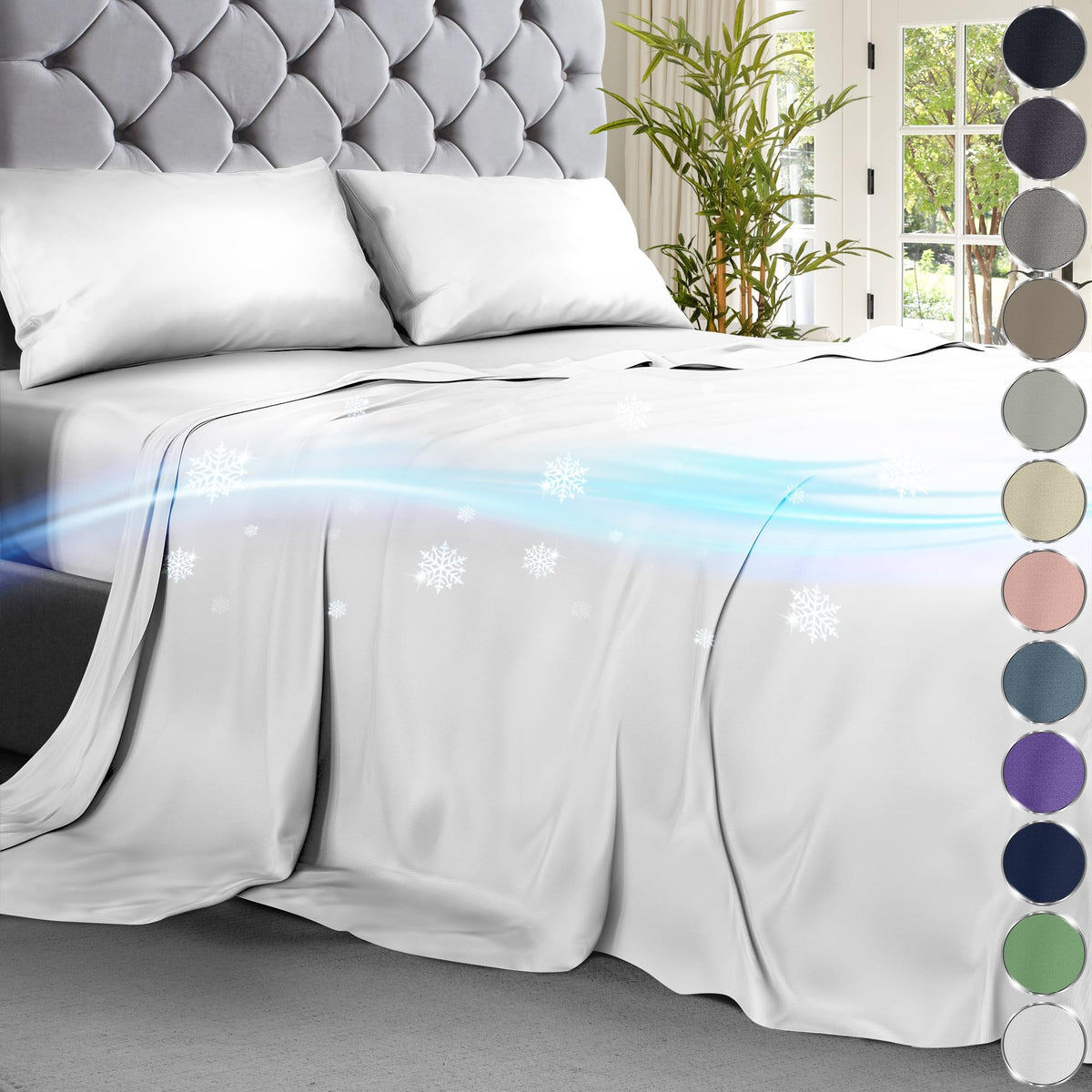 Decolure Cooling Bed Sheets Cal-King Set 4Pcs - Luxurious & Soft California King Size Cooling Sheets For Hot Sleepers - Comfy &