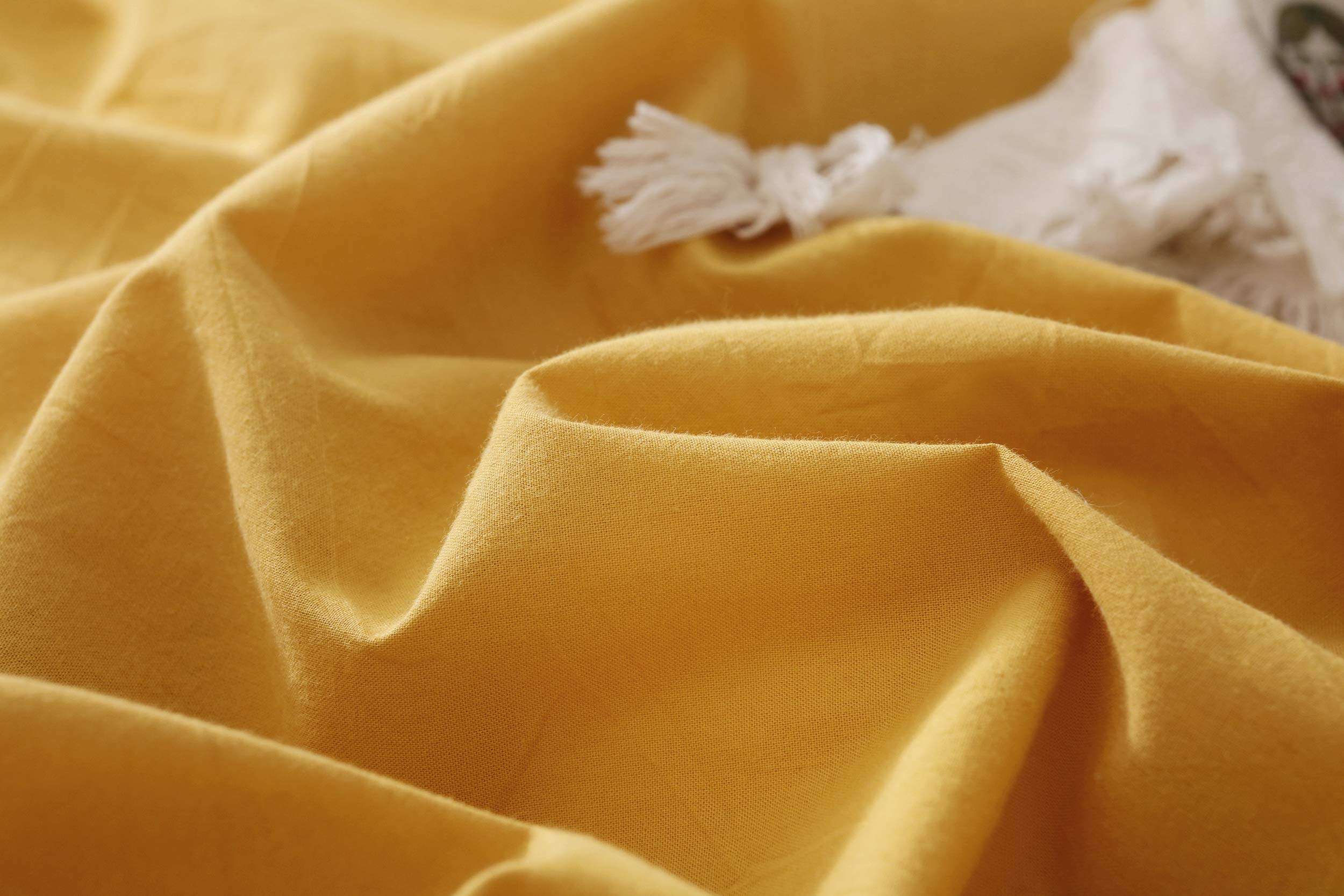 F.Y.Dreams 100% Washed Cotton Duvet Cover For Weighted Blanket 48X72 Inches With 8 Ties, Zipper On Long Side/Yellow/Just Duvet C