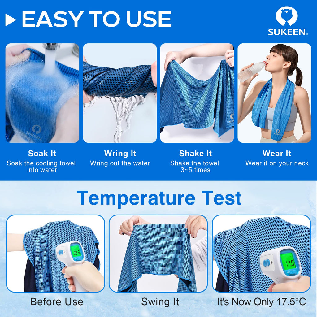 Sukeen [4 Pack Cooling Towel (40''X12''), Ice Towel, Soft Breathable Chilly Towel, Microfiber Towel For Yoga, Sport, Running, Gy