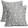 Grey Gray Fall Pumpkin Pillow Covers 18X18 Set Of 2 Autumn Themed Thanksgiving Cream Print Decorative Throw Pillows Outdoor Pill