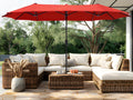 Phi Villa 13Ft Outdoor Market Umbrella Double-Sided Twin Large Patio Umbrella With Crank, Orange Red