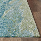 HomeRoots Heat-Set Polypropelene 7’ x 10’ Blue Sage Impressionistic Ocean Area Rug