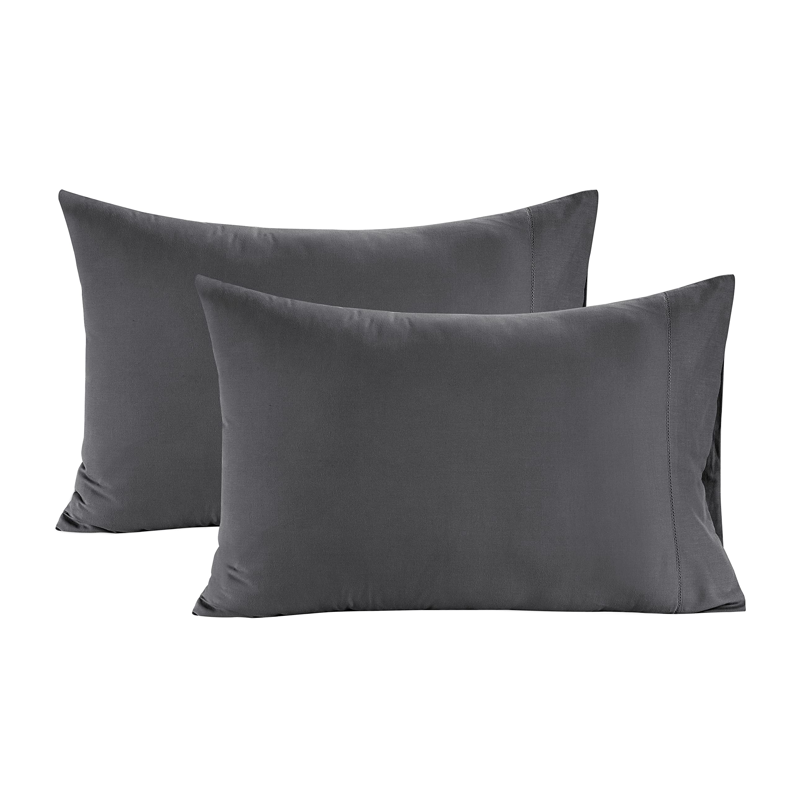 Lane Linen 100% Organic Cotton Pillow Cases Standard Size Set of 2 (20x26) - Cotton Pillowcases Standard Size - Soft Black Pillo