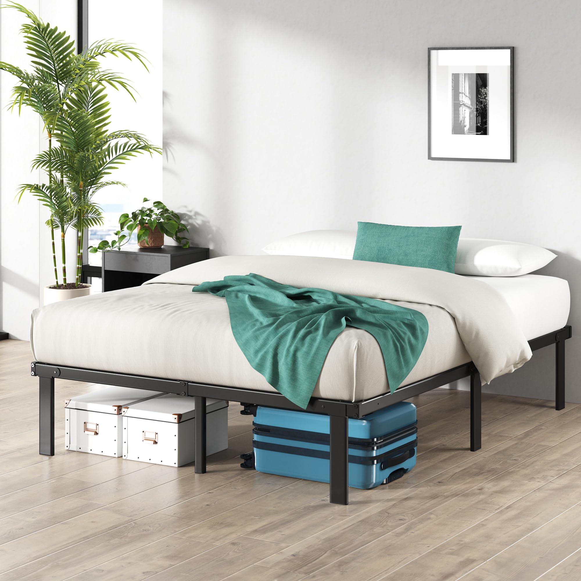 Zinus Caleb 14 Inch Metal Platform Bed Frame, Foldable Steel Frame, No Box Spring Needed, Easy Assembly, King