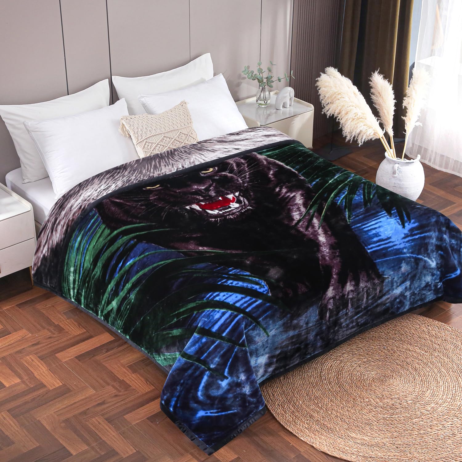 Jyk Animal Print Blanket Queen 75' X 87', Thick And Warm Blanket For Winter, Soft Fuzzy Plush Bed Blanket Queen Size 5 Lb, Sof