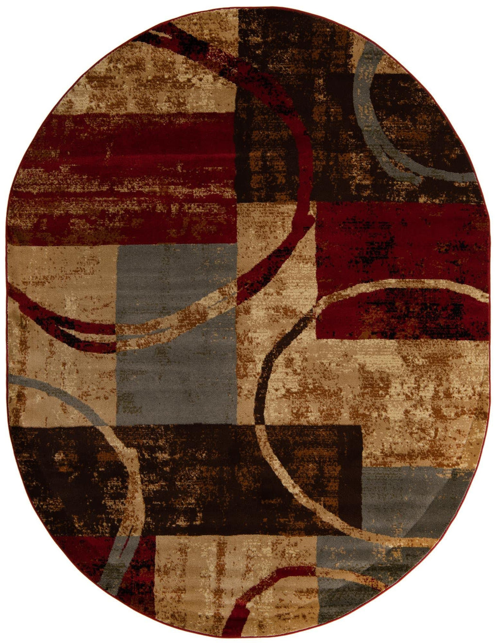 Unique Loom Barista Collection Area Rug - Kouillou (7' 10'' X 10' Oval, Multi/Brown)