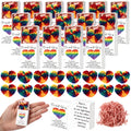 Wettarn 21 Sets Valentine'S Day Pocket Hug Gifts Bulk 21 Hand Crochet Mini Rainbow Pride Heart With 21 Greeting Box Long Distanc