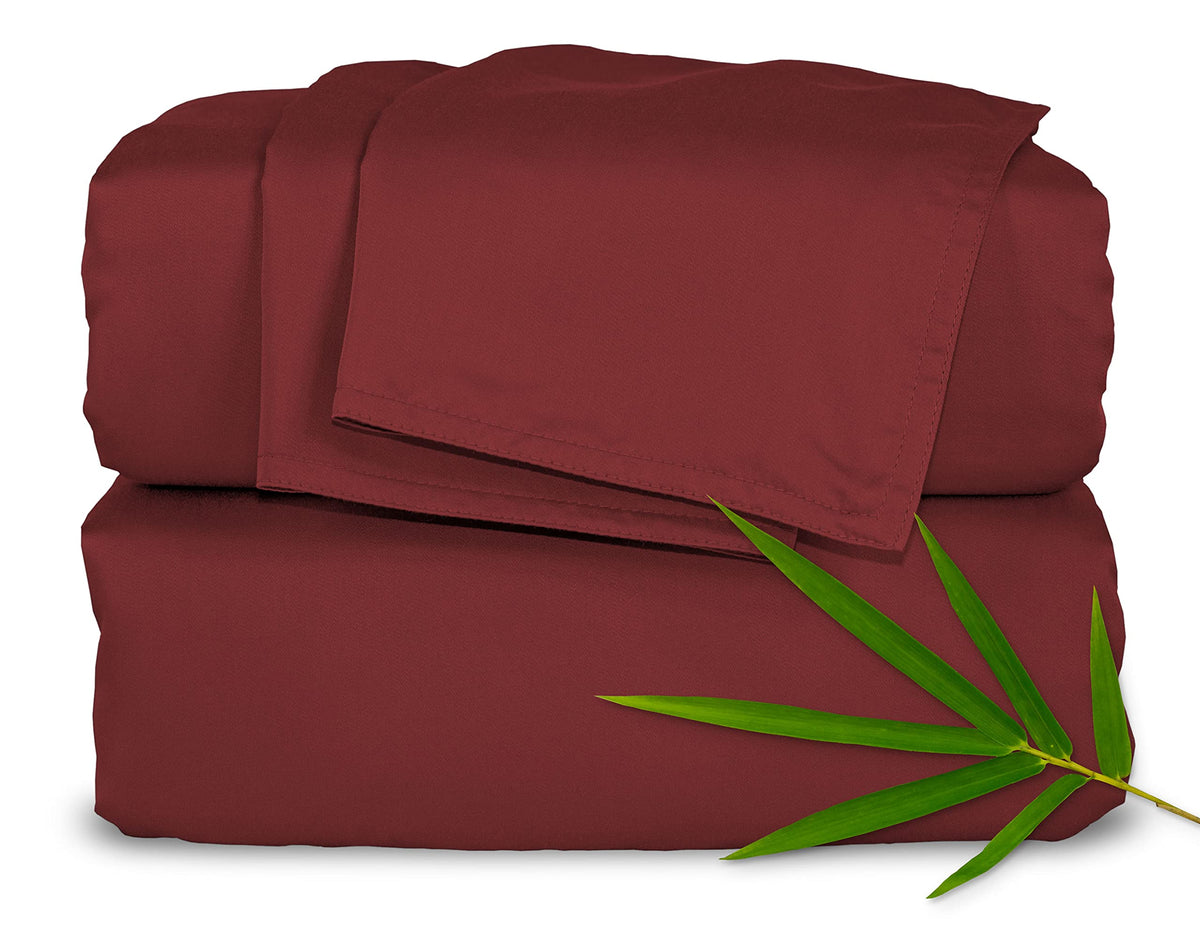 Pure Bamboo Twin Bed Sheet Set, Genuine 100% Organic Viscose Derived From Bamboo, Luxuriously Soft & Cooling, Double Stitching,