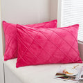 Jauxio Diamond Pinch Pleated Crystal Velvet Pillowcases 2 Pack Solid Pintuck Throw Cushion Cover For Home Decor Hidden Zipper Cl