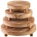 Geetery 4 Pcs Wooden Risers for Display Wood Pedestal Stand for Display Mini Tray Stand Round Wooden Pedestal Holder Rustic Rise