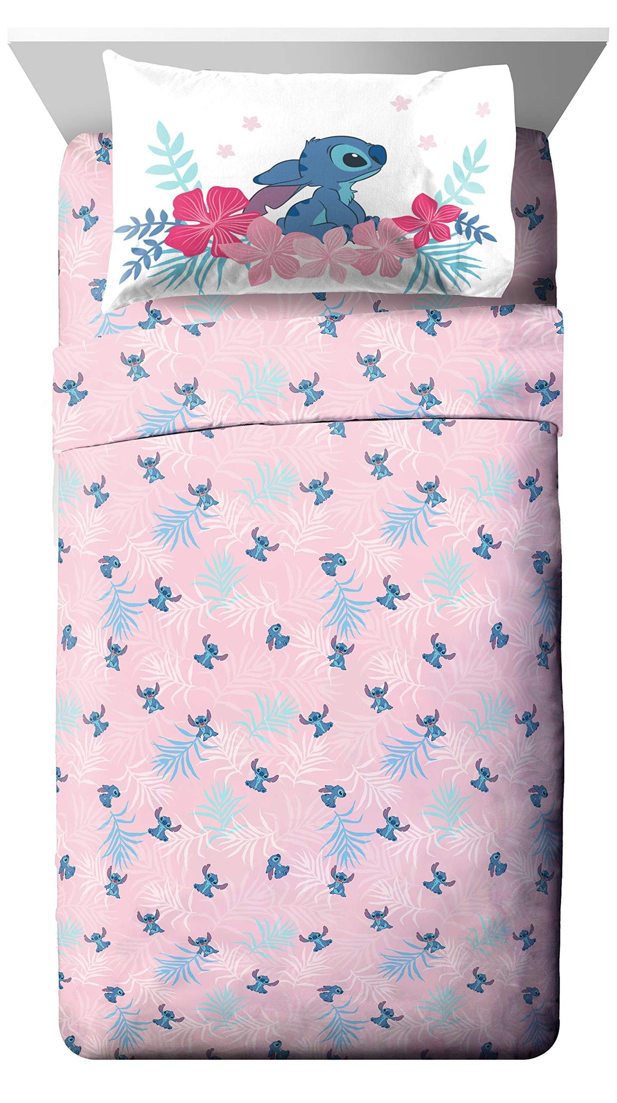 Jay Franco Disney Lilo & Stitch Paradise Dream Queen Sheet Set - 4 Piece Set Super Soft And Cozy Kids Bedding - Fade Resistant M