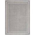 Nourison Essentials Indoor/Outdoor Solid Bordered Grey/Ivory 5' X 7' Area Rug, Easy Cleaning, Non Shedding, Bed Room, Living Roo