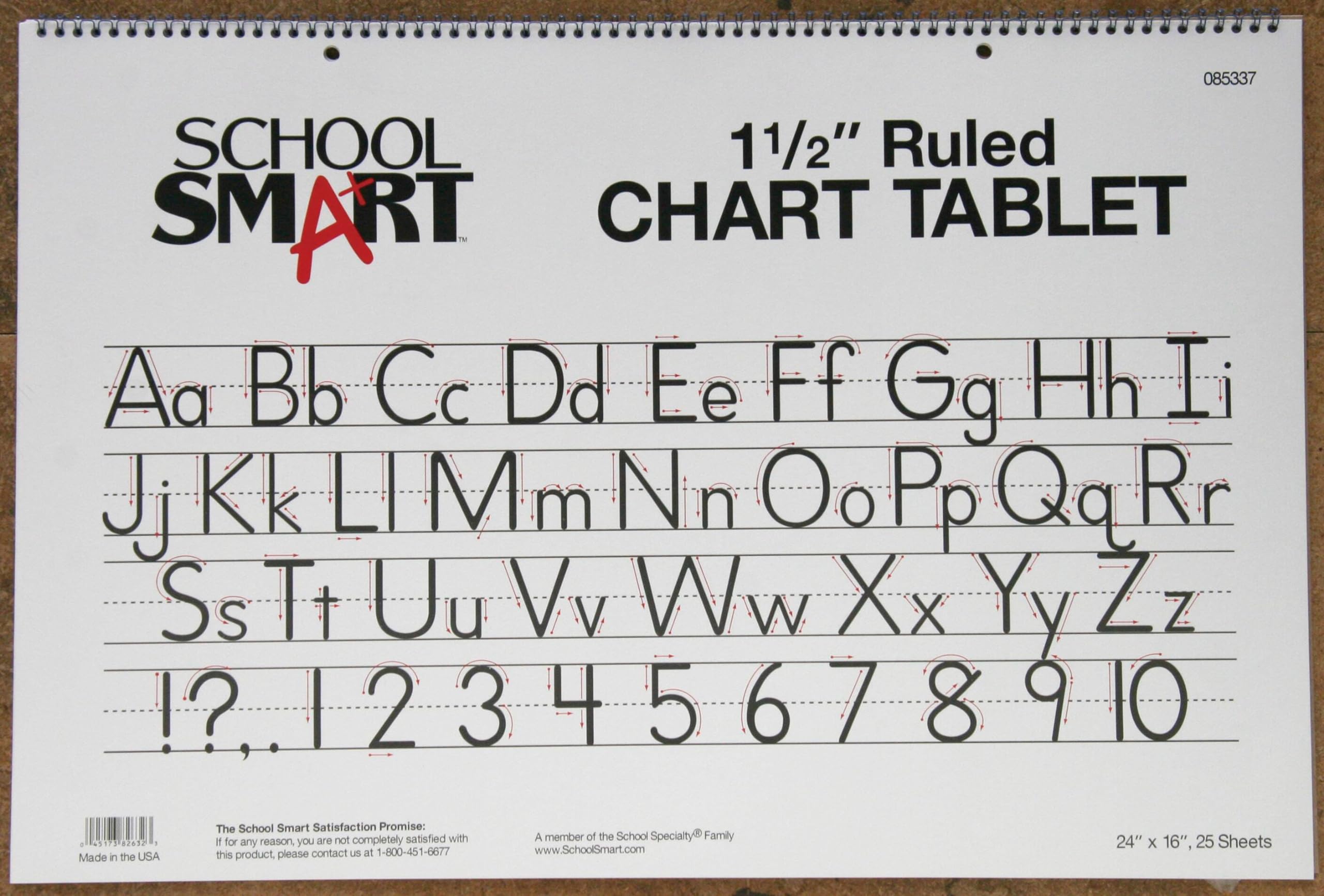 School Smart-85337 Chart Tablet, 24 X 16 Inches, 1-1/2 Inch Skip Line, 25 Sheets - White