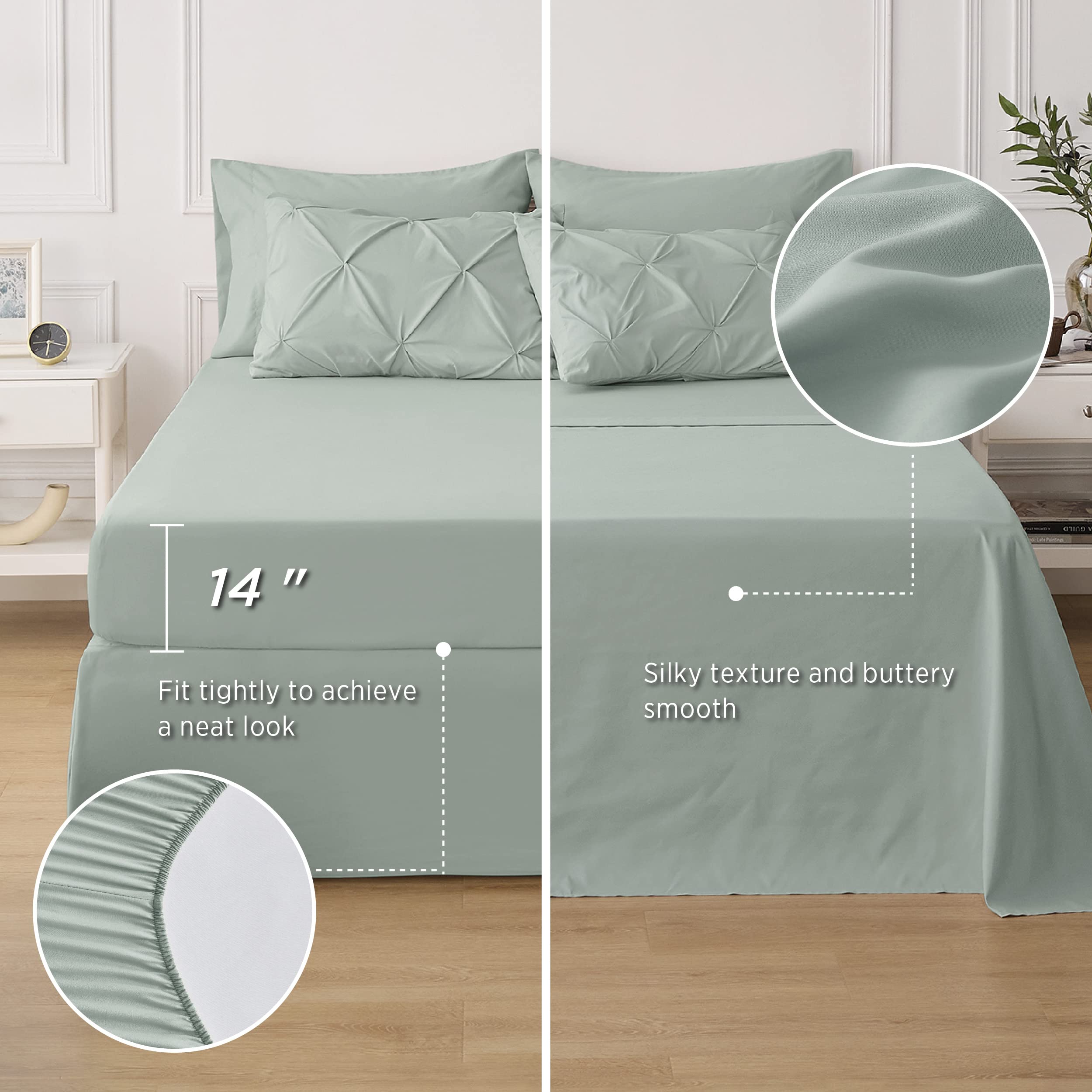 Bedsure Full Size Comforter Sets - Bedding Sets Full 7 Pieces, Bed In A Bag Green Bed Sets With Comforter, Sheets, Pillowcases &