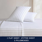 Nautica - Twin Xl Sheets, Premium Cotton Percale Bedding Set, Striped Bedding Set, Oeko-Tex Certified (Beaux Stripe Blue, Twin Xl)
