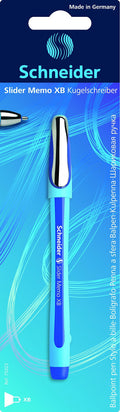 Schneider Slider Memo Xb (Extra Broad) Ballpoint Pen, 1.4 Mm, Light Blue Barrel, Blue Ink, Blister Pack Of 1 Pen (75023)