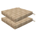 Honeycomb Essentials Outdoor Square Seat Cushions, 19' X 19', Courtyard Geo Almond Patio Chair Cushion 2-Pack
