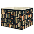 EVIHCG Dark Floral Book Storage Bins Box with Handles, Book Lover Reader Librarian Gifts Collapsible Laundry Basket Hamper Cloth