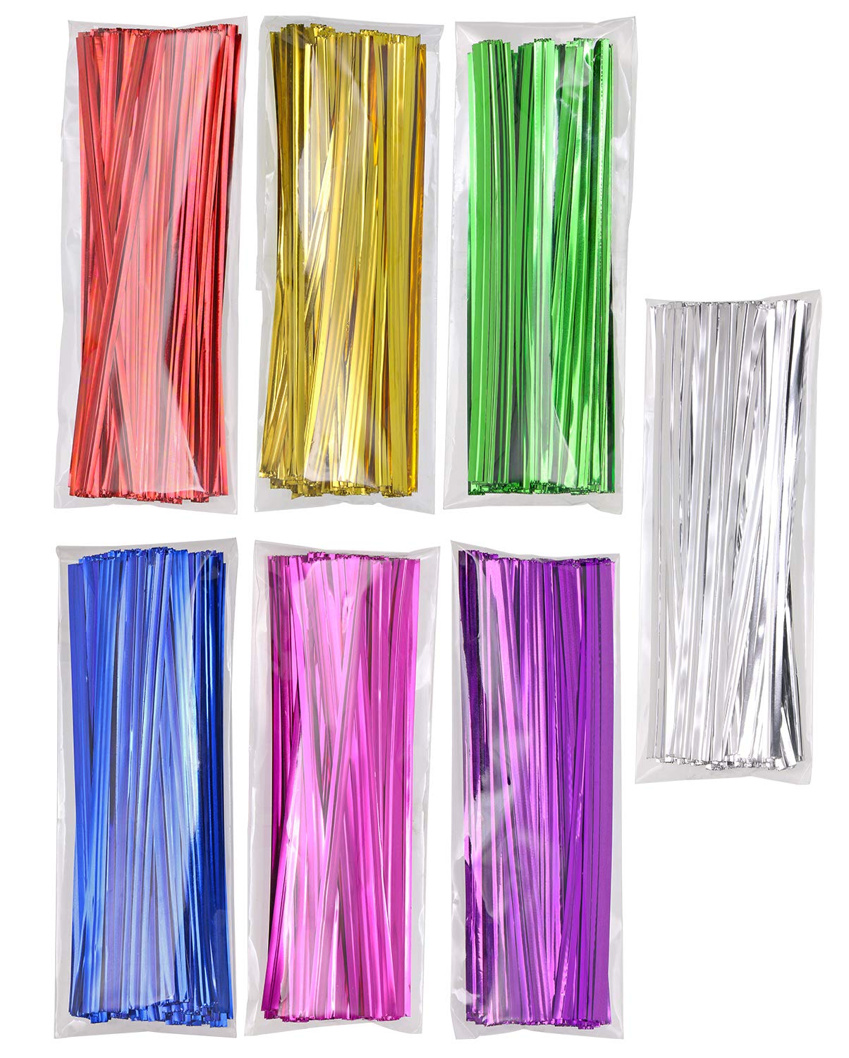 Mini Skater 700Pcs 4' Metallic Twist Ties - Colored (7 Colors)