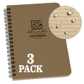 Rite In The Rain Weatherproof Side Spiral Notebook, 4.625' X 7', Tan Cover, Universal Pattern, 3 Pack (No. 973Tl3)