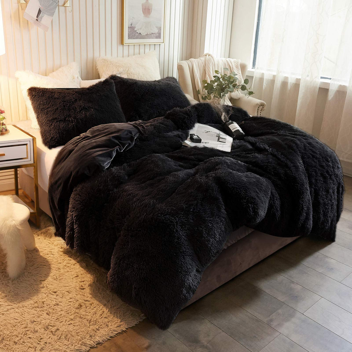 Xege Plush Shaggy Duvet Cover, Luxury Ultra Soft Crystal Velvet Fuzzy Bedding 1Pc(1 Faux Fur Duvet Cover), Fluffy Furry Comforte