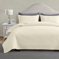 Maple&Stone Quilt Set Queen Size, Lightweight Off-White Bedspread Ultrasonic Chevron Pattern Light Coverlet For All Season Comfo