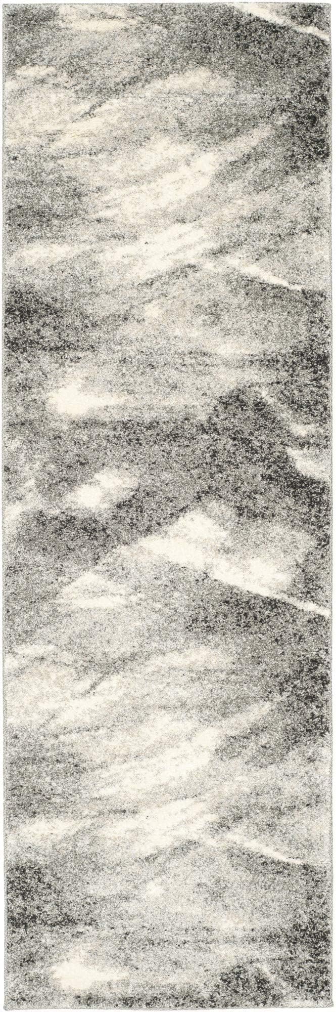 SAFAVIEH Retro Collection Runner Rug - 23 x 7, Grey & Ivory, Modern Abstract Design, Non-Shedding & Easy Care, Ideal for High 