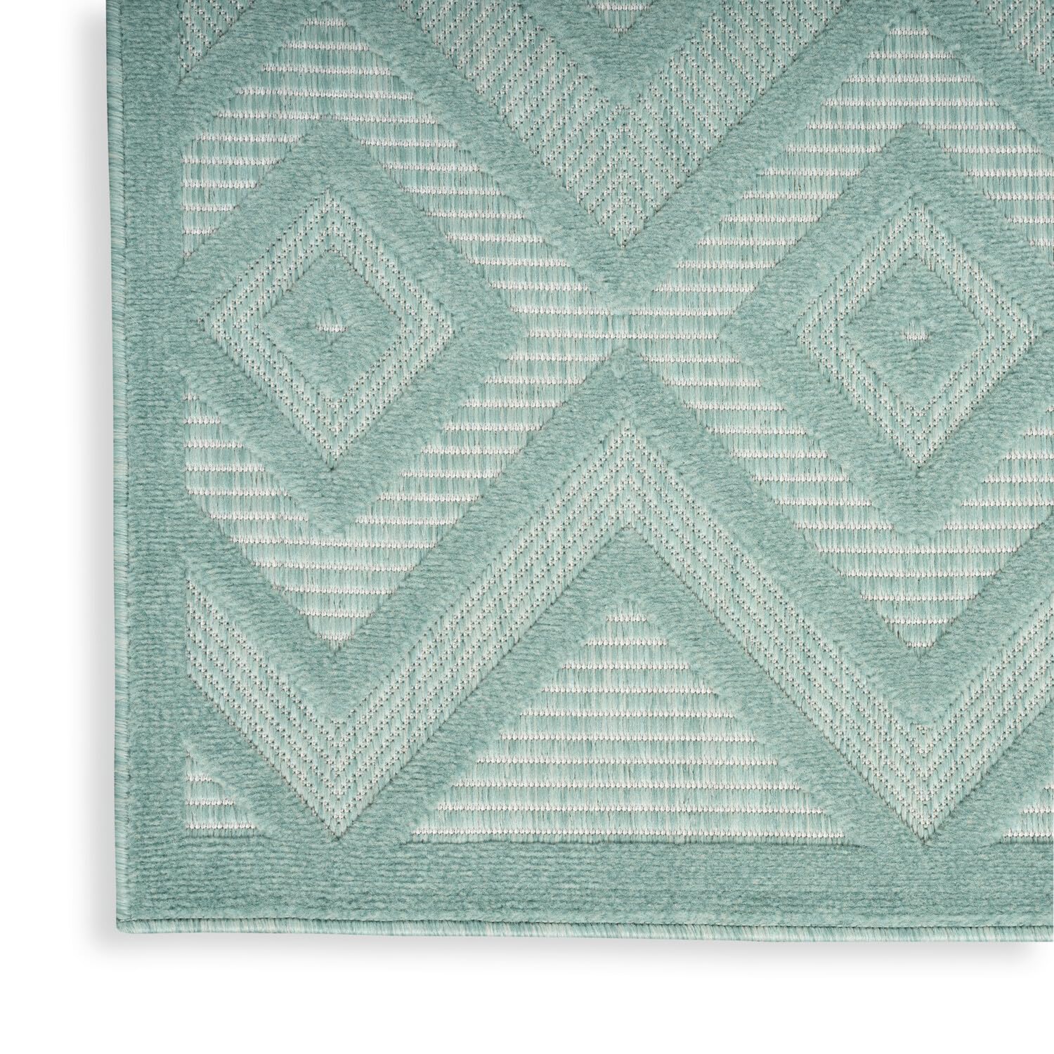 Nourison Versatile Indoor/Outdoor Aqua/Teal 6' X 9' Area Rug, Easy Cleaning, Non Shedding, Bed Room, Living Room, Dining Room, Deck, Backyard, Patio, High Traffic Area (6X9)
