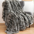 Gonaap Fuzzy Faux Fur Throw Blanket Twin Size Frosty Black Super Soft Cozy Plush Fuzzy Shaggy Blanket For Couch Sofa Bed (Frosty