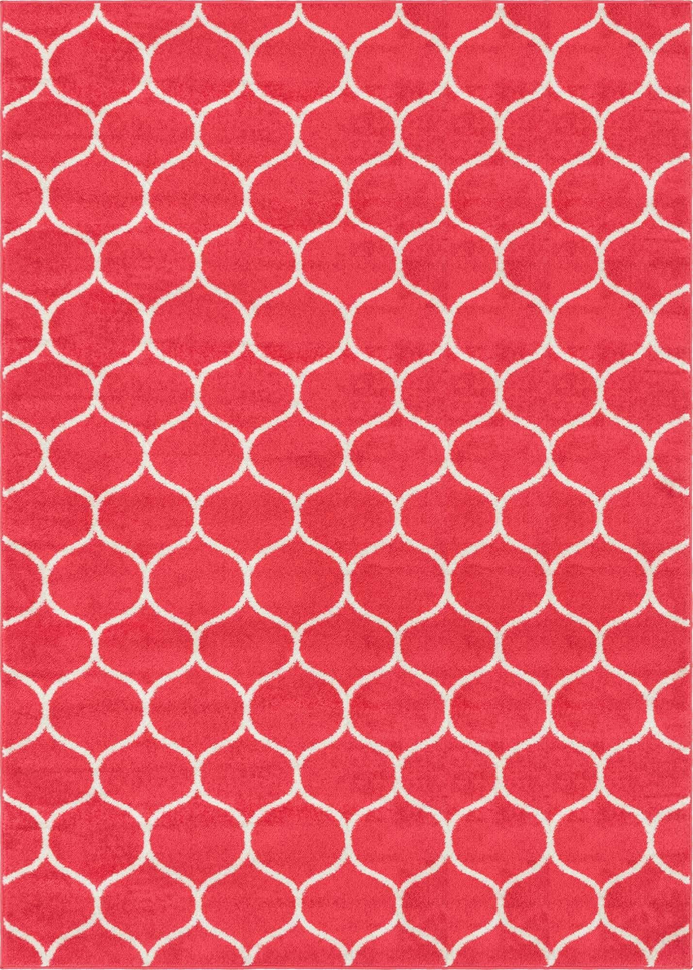 Unique Loom Trellis Frieze Collection Area Rug - Rounded (10 x 14 1, Pink/ Ivory)
