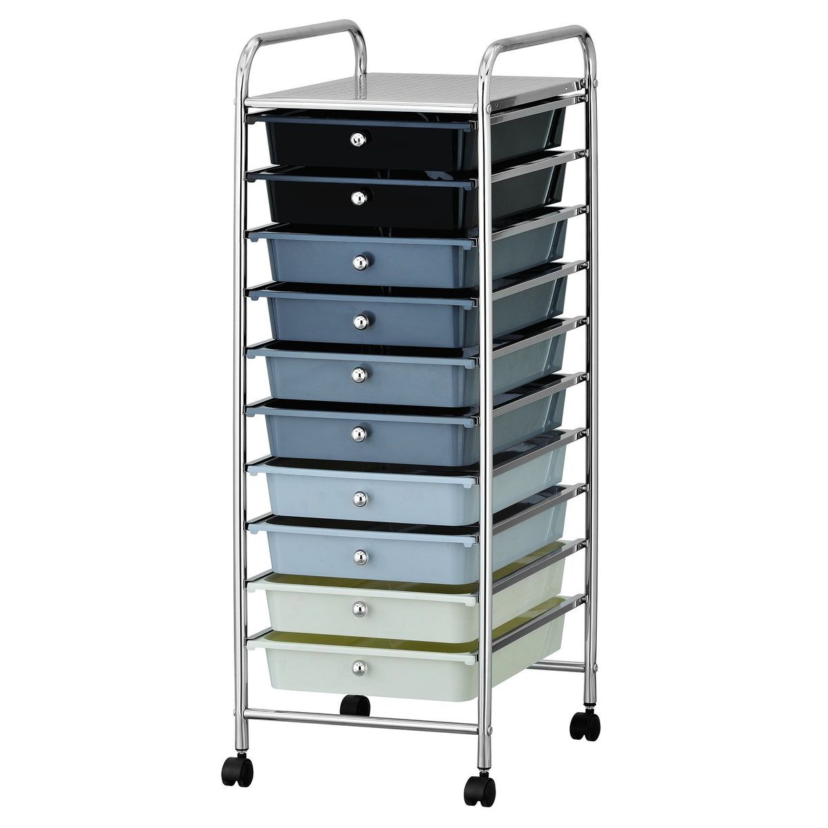 Furinno Wayar 10-Drawer Trolley, White And Black