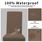 Easy-Going 100% Waterproof Dining Room Chair Cover Set Of 2, Stretch Jacquard Parson Chair Slipcover Removable Washable Chair Protector For Home, Restaurant, Banquet (Large, Brown)