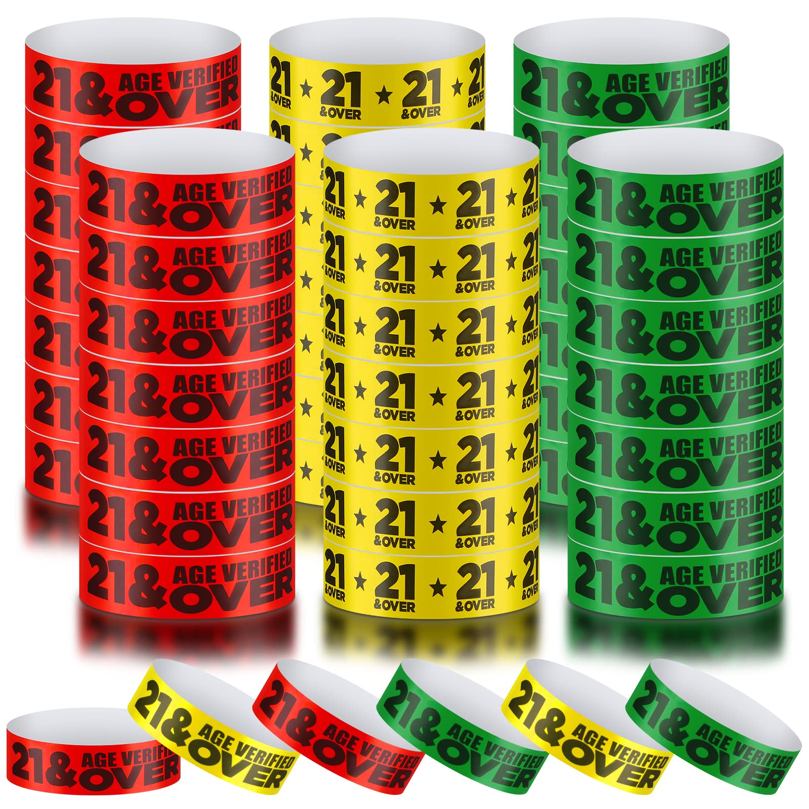 Teling 600 Pcs Over 21 Wristbands Paper Event Wristbands Colored Bracelet Waterproof Wrist Bands Verified Identification Wristba