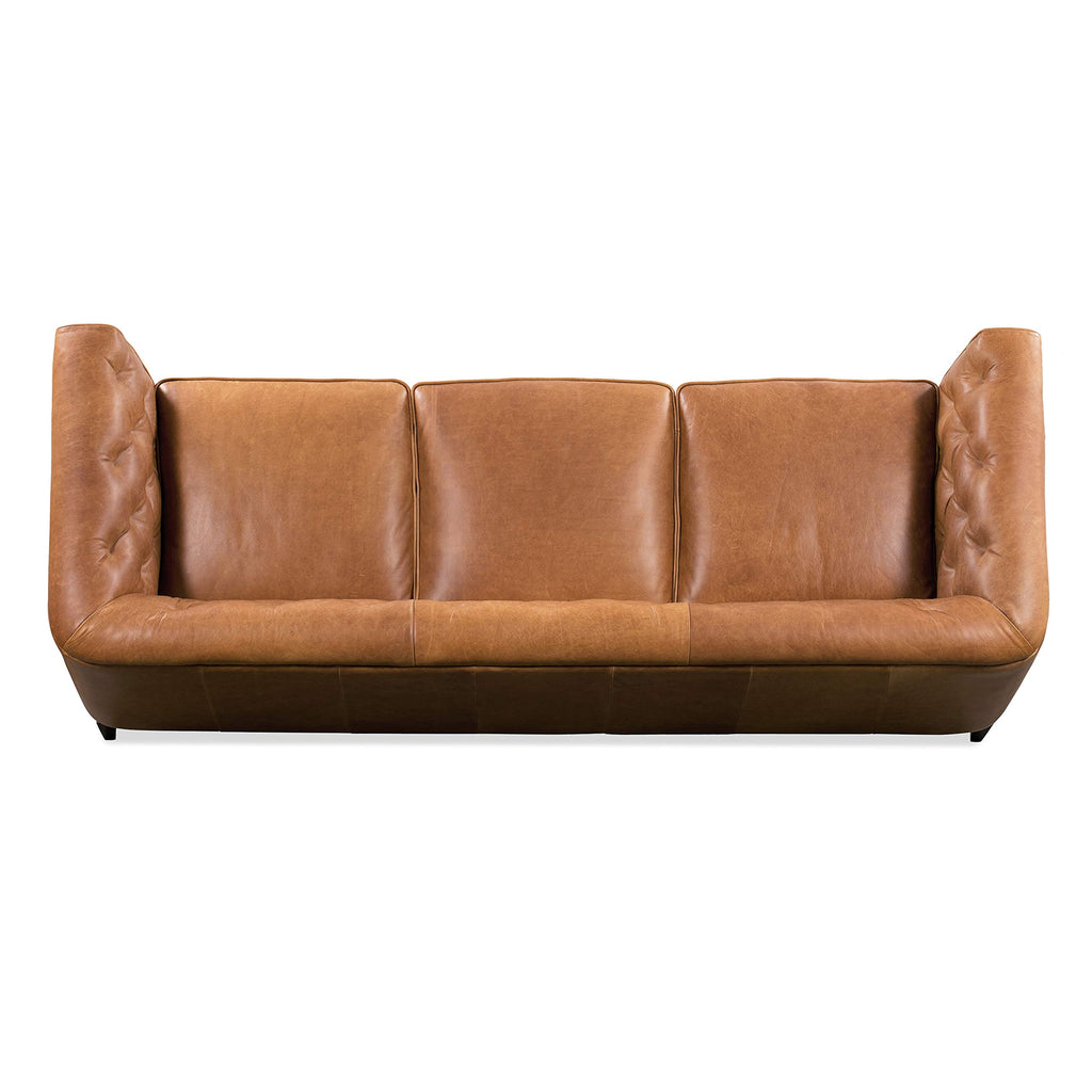 Poly & Bark Essex Leather Couch – 89-Inch Sofa With Tufted Back - Full Grain Leather Couch With Feather-Down Topper On Seating Surfaces – Vintage Pure-Aniline Italian Leather – Cognac Tan